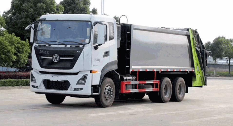国六东风天龙后双桥压缩式垃圾车