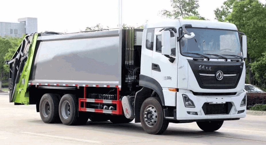 国六东风天龙后双桥压缩式垃圾车