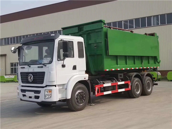 东风天龙后双桥车厢可卸式垃圾车