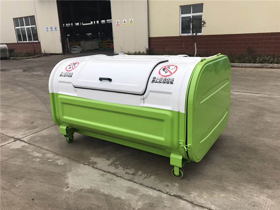 3方上，下圆弧3方勾臂垃圾箱